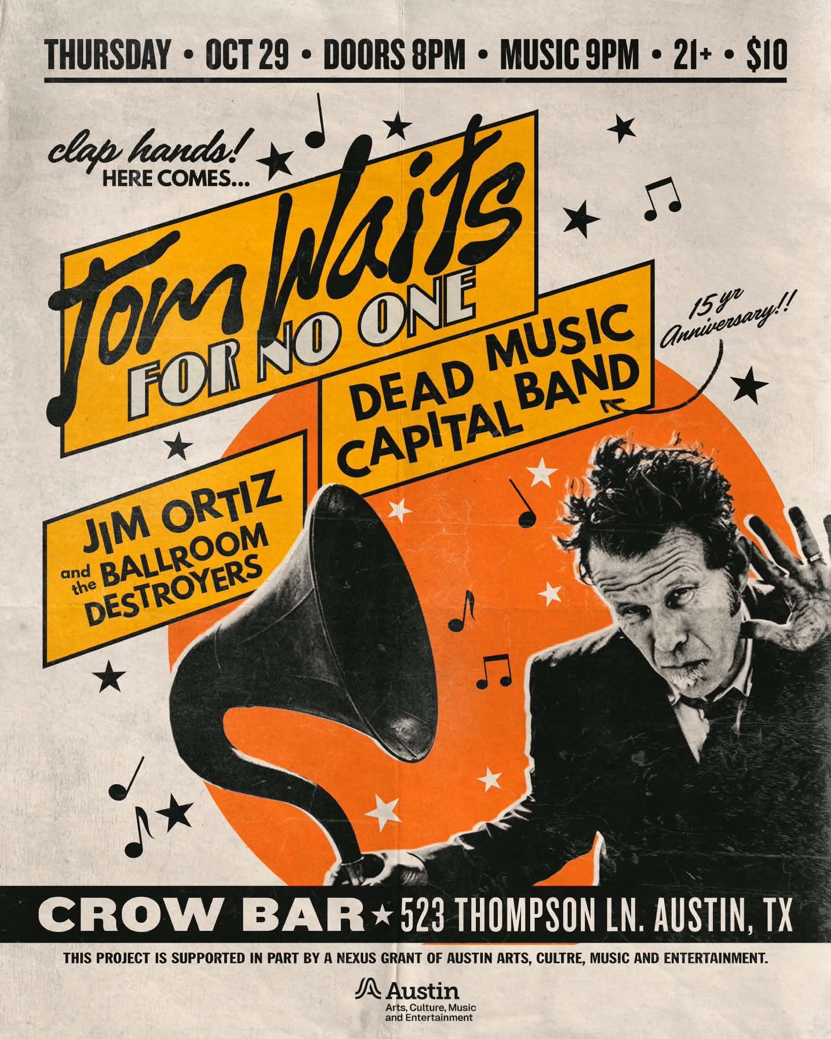 Halloween Kickoff: Dead Music + Tom Waits for No One + Jim Ortiz & the Ballroom Destroyers